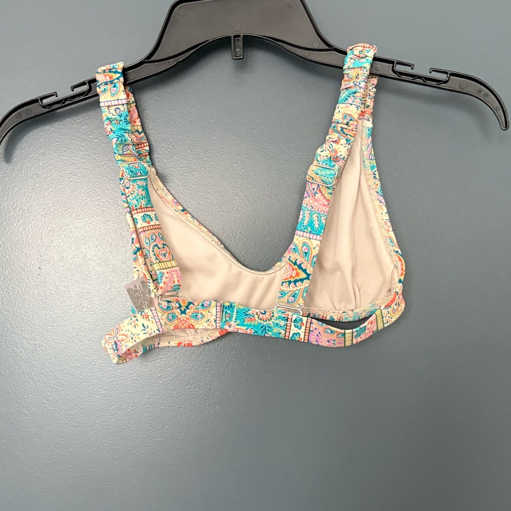 Floral Print Women's Bikini Top. Thick straps - Picture 2 of 4